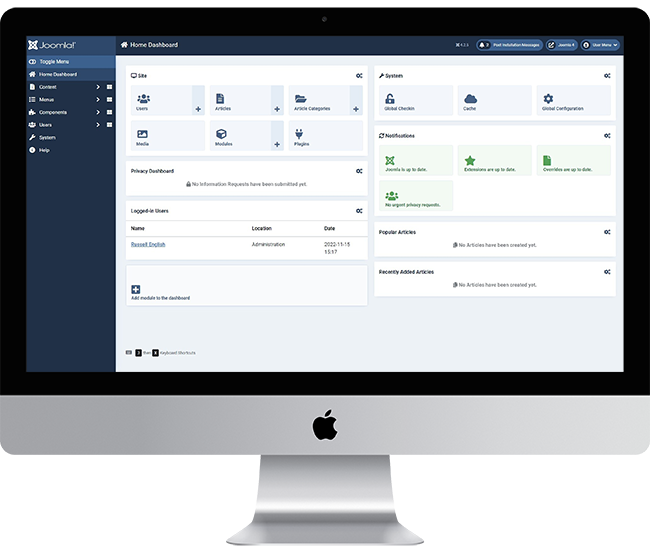 Joomla 4 dashboard