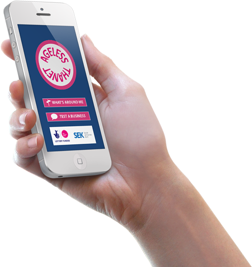 app design agency, hand holding an iphone showing an app running