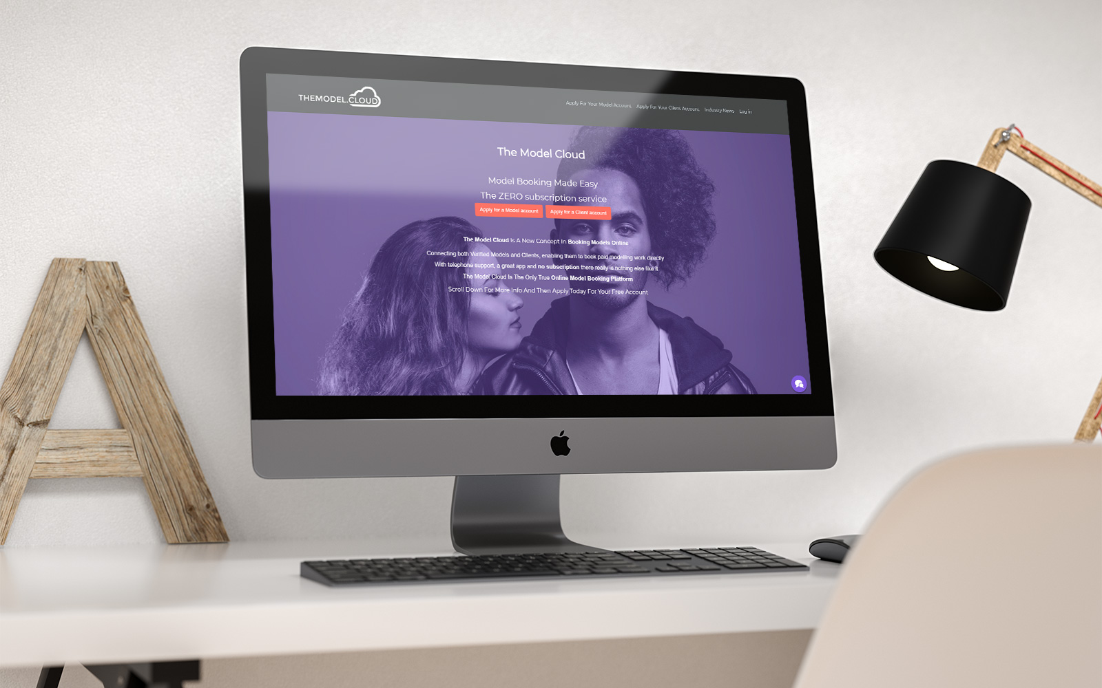 the model cloud, web design kent, - office view on imac