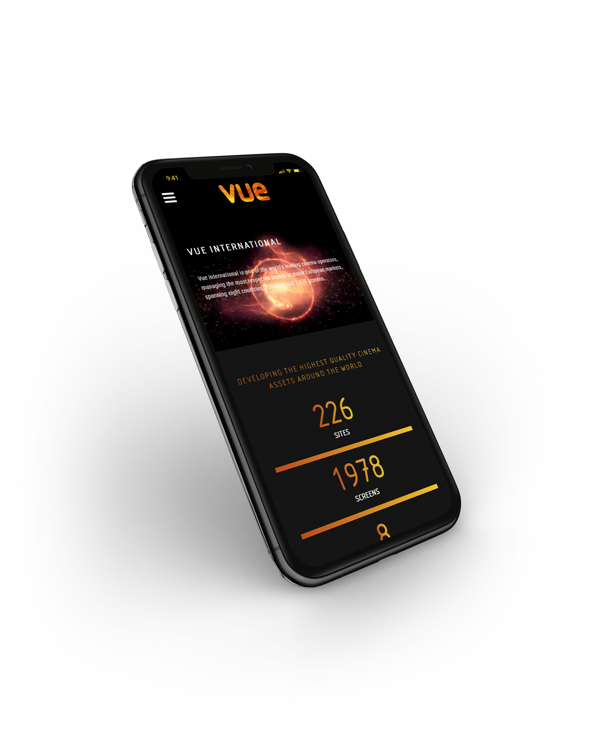 vue international - responsive mobile website